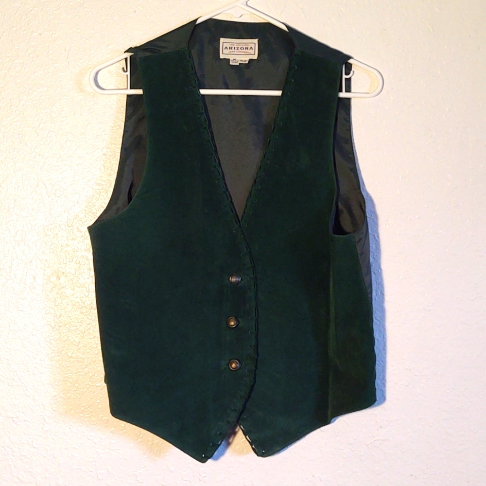 Forest Green Suede Leather Vest Motoboho Vintage Arizona Jean Company